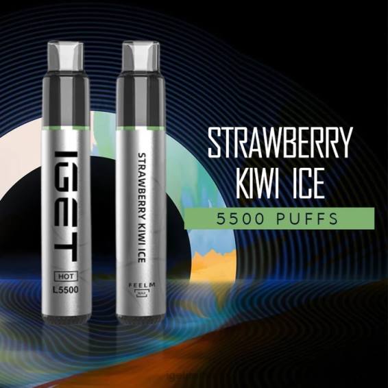 IGET bar nicotine content HOT - 5500 PUFFS P80R583 Strawberry Kiwi Ice